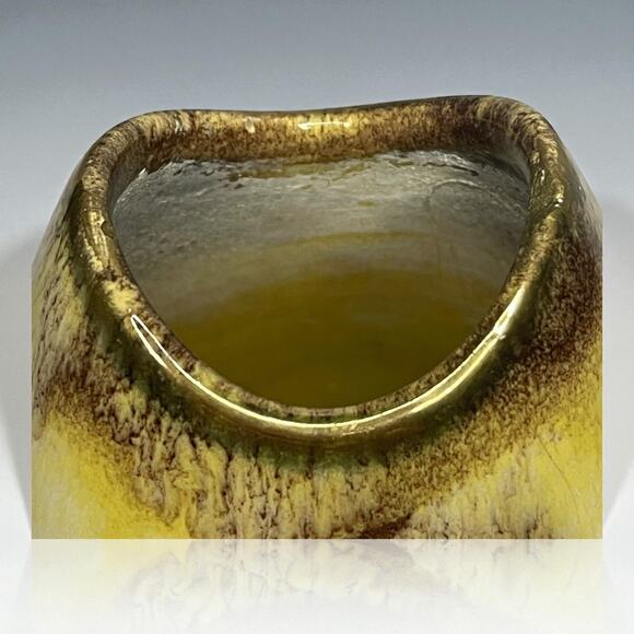 VTG Bay Keramik West Germany 582/12 Yellow Brown Drip Glaze Vase 5" - Picture 4 of 16